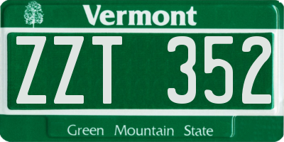 VT license plate ZZT352