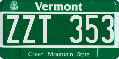 VT license plate ZZT353