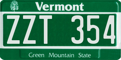 VT license plate ZZT354