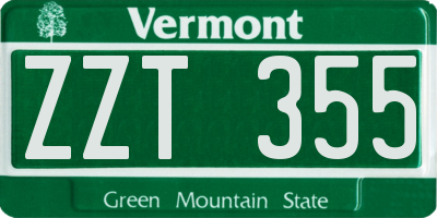 VT license plate ZZT355