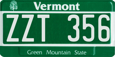 VT license plate ZZT356