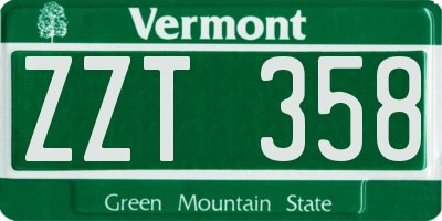 VT license plate ZZT358