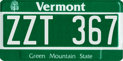 VT license plate ZZT367