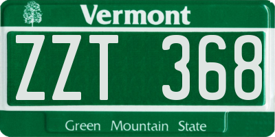 VT license plate ZZT368