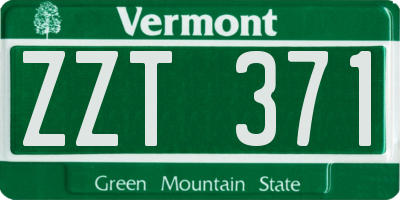 VT license plate ZZT371
