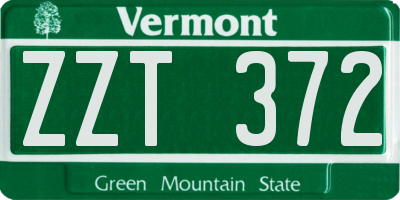 VT license plate ZZT372