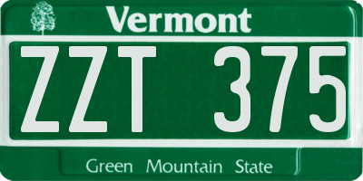 VT license plate ZZT375