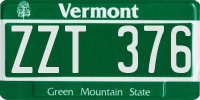 VT license plate ZZT376