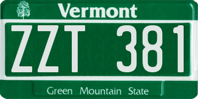 VT license plate ZZT381