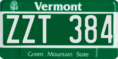 VT license plate ZZT384