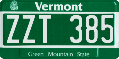VT license plate ZZT385