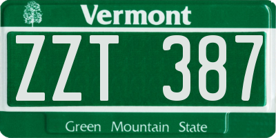 VT license plate ZZT387
