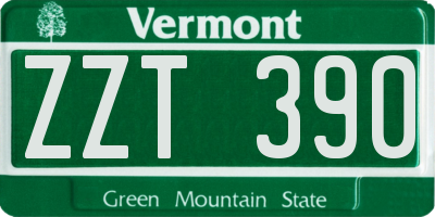 VT license plate ZZT390