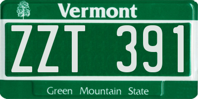 VT license plate ZZT391