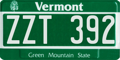 VT license plate ZZT392