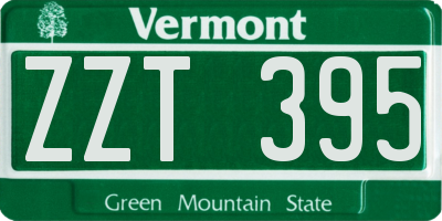 VT license plate ZZT395