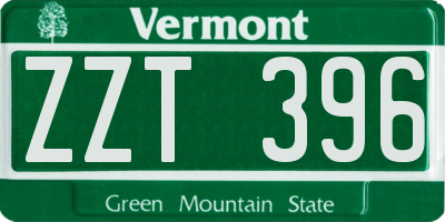 VT license plate ZZT396