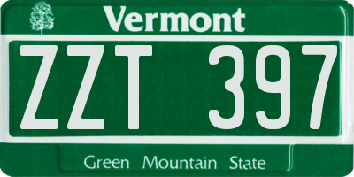 VT license plate ZZT397