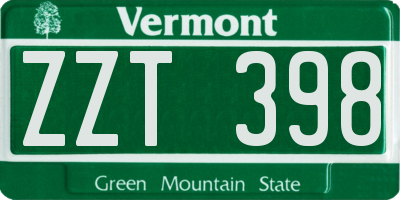 VT license plate ZZT398