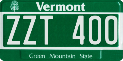 VT license plate ZZT400
