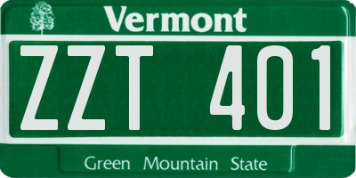 VT license plate ZZT401