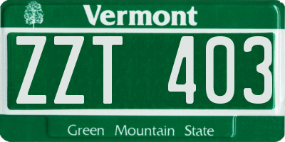 VT license plate ZZT403