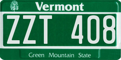 VT license plate ZZT408