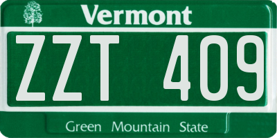 VT license plate ZZT409