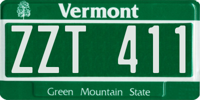 VT license plate ZZT411