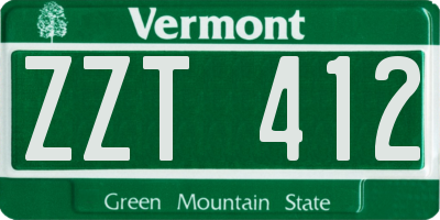 VT license plate ZZT412