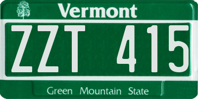 VT license plate ZZT415