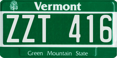 VT license plate ZZT416