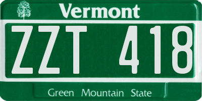 VT license plate ZZT418