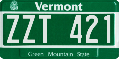 VT license plate ZZT421