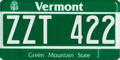 VT license plate ZZT422