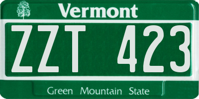 VT license plate ZZT423