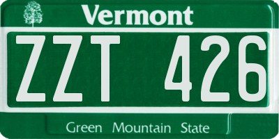 VT license plate ZZT426