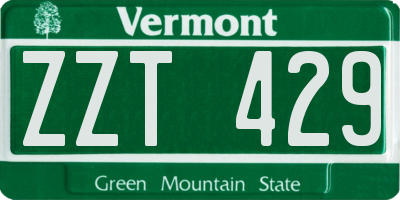 VT license plate ZZT429