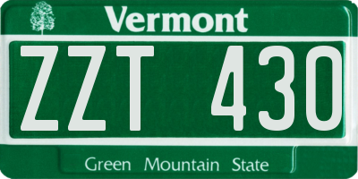 VT license plate ZZT430