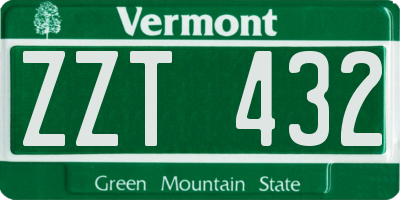 VT license plate ZZT432
