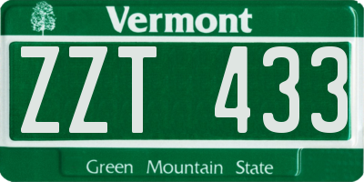 VT license plate ZZT433