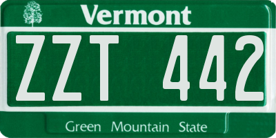 VT license plate ZZT442