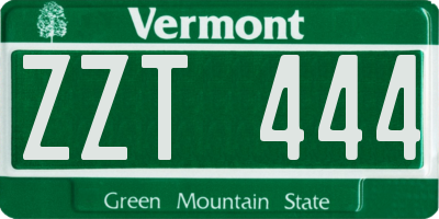 VT license plate ZZT444