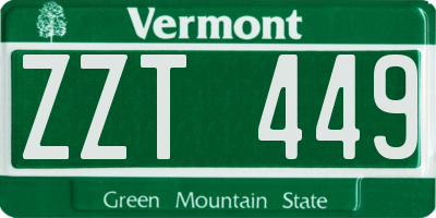 VT license plate ZZT449