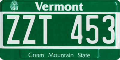 VT license plate ZZT453