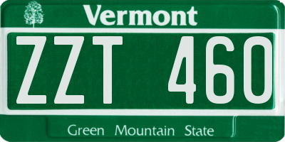 VT license plate ZZT460