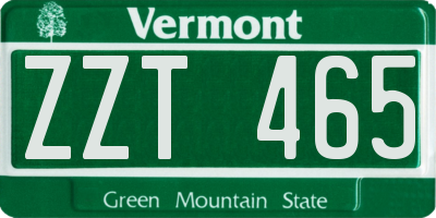 VT license plate ZZT465