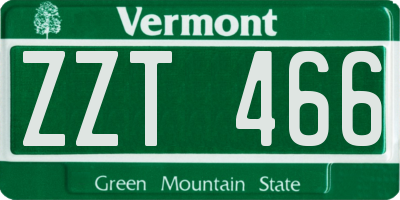 VT license plate ZZT466