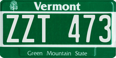 VT license plate ZZT473