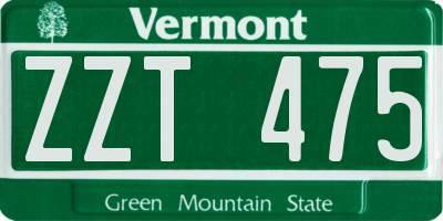 VT license plate ZZT475